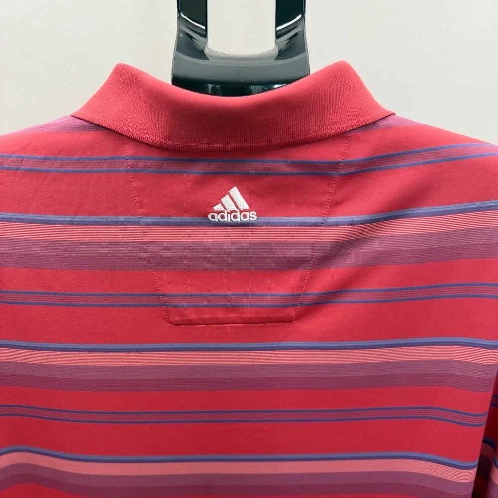 Adidas Golf ClimaCool Polo Shirt 2XL Red Striped Performance Mens
